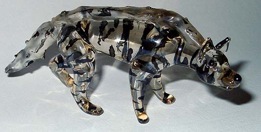 A glass striped hyena.