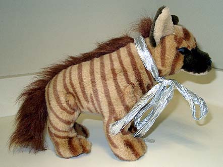 A plush striped hyena.