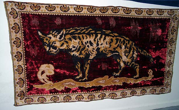 A striped hyena rug.