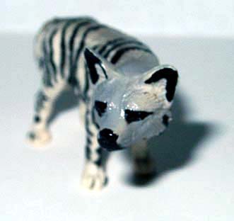 A striped hyena toy.